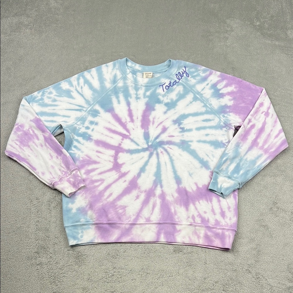 I.S.M.B.S. Vintage XS/S 90s Tie Dye Cotton Blue and‎ Purple Crew Neck Sweater